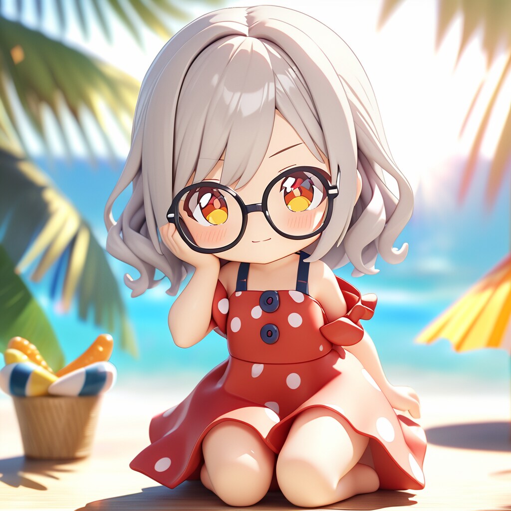 ねんどろいど風の銀髪メガネ娘さん