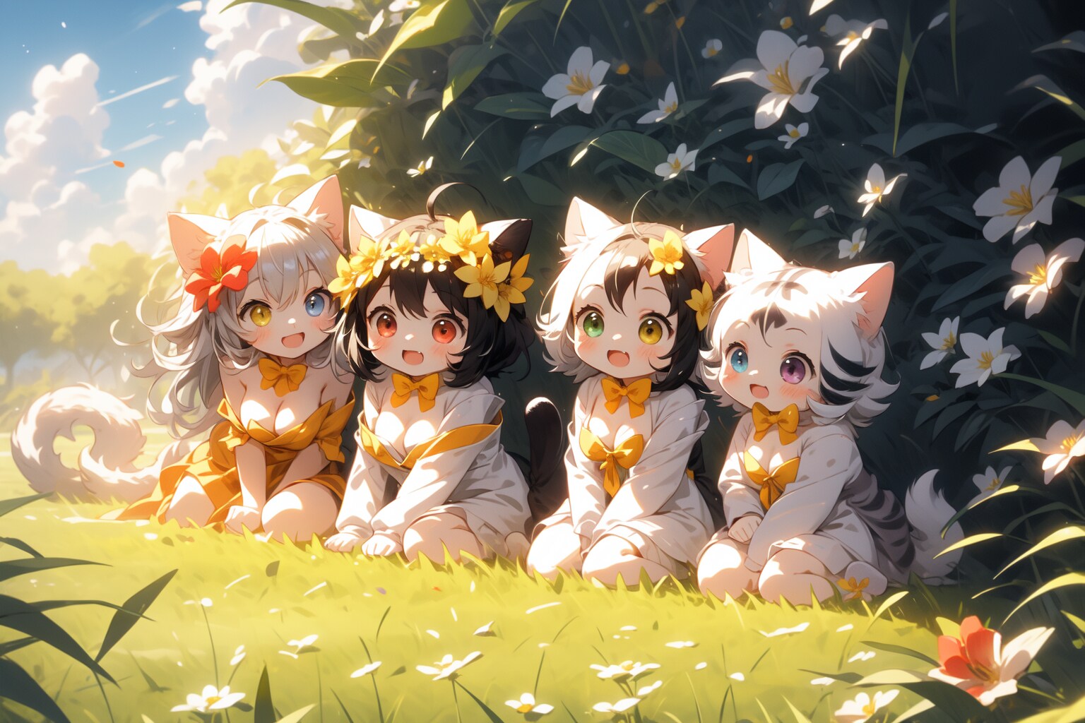 日向に集まる猫