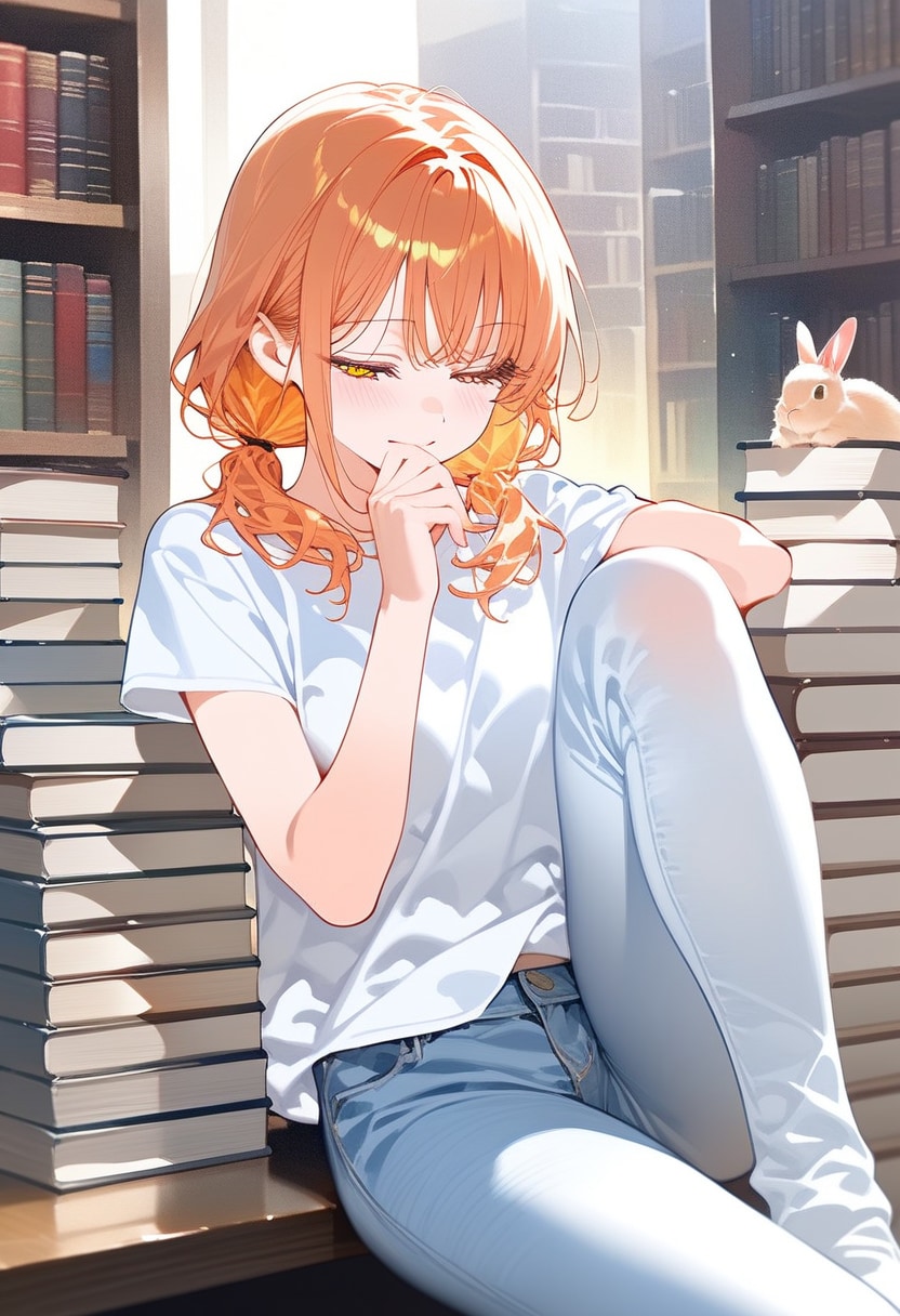 Days AI「本と美少女・・・ウサギのマスコット」