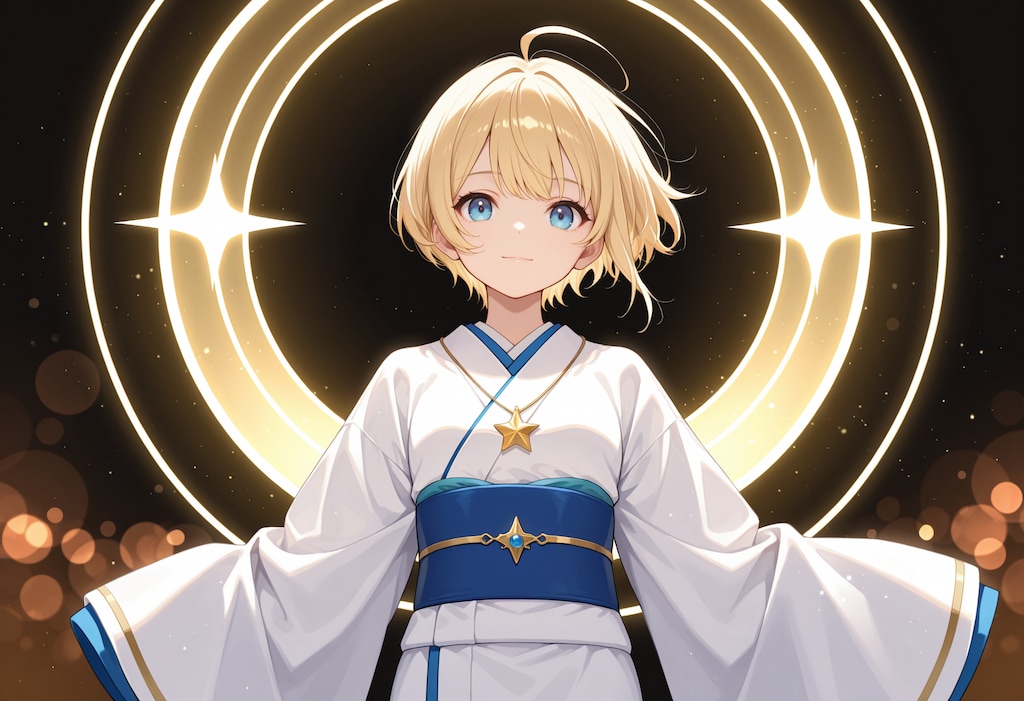 光の環と着物シスターさん