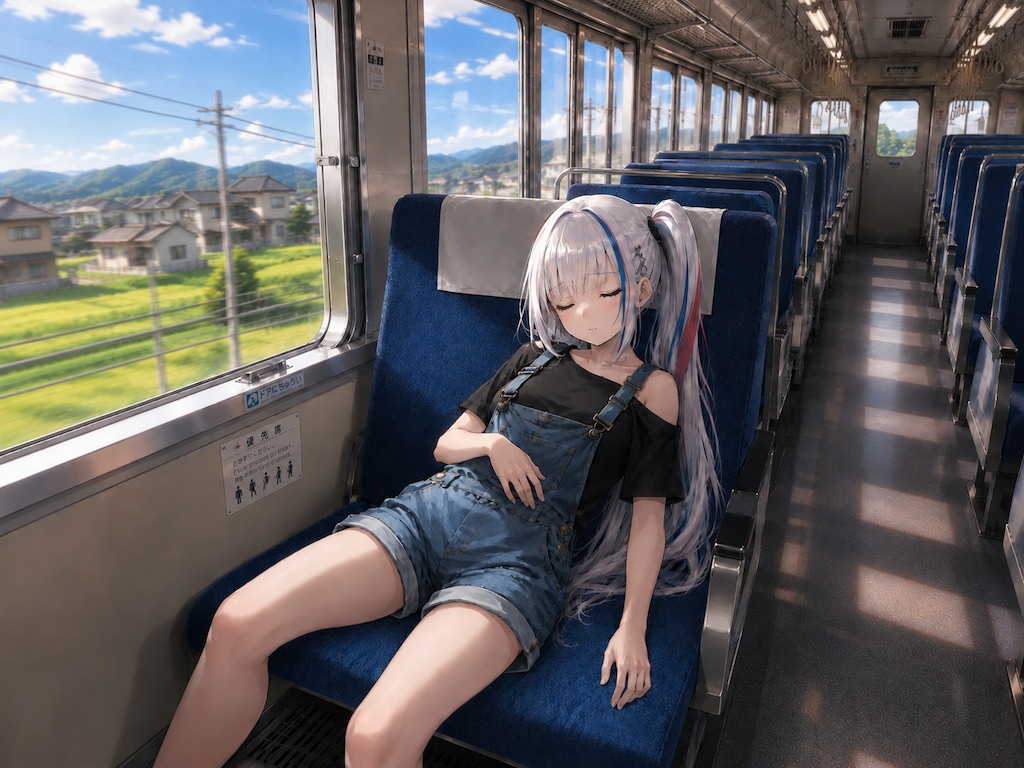温泉旅行の帰り、電車の中で爆睡のリズベッドちゃん ブラッシュアップ