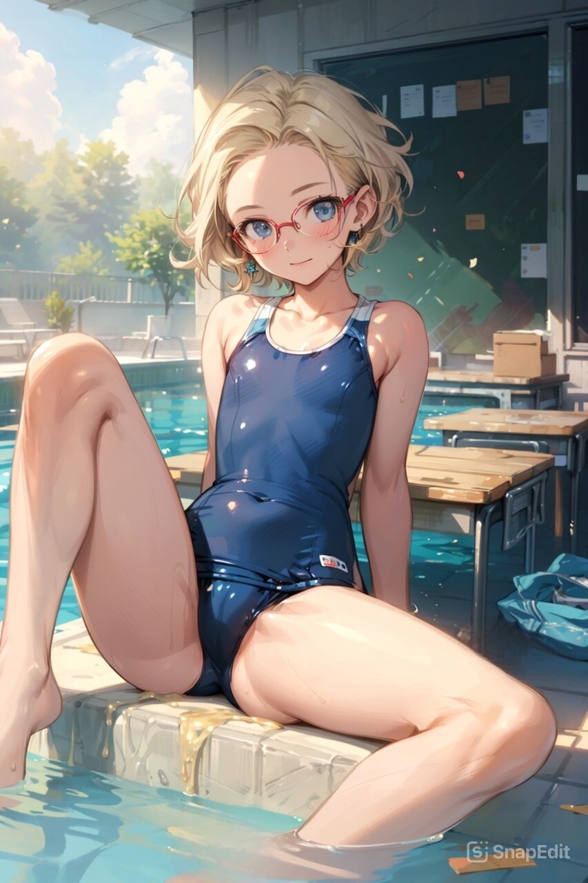スク水の眼鏡っ娘