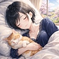 春の日に猫と寝る藍音ちゃん 5枚目