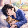 春の日に猫と寝る藍音ちゃん 4枚目