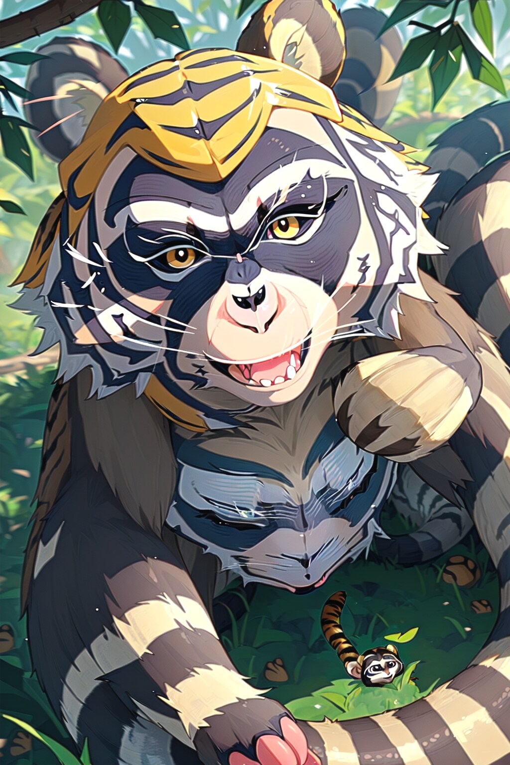 虎に引っ張られる