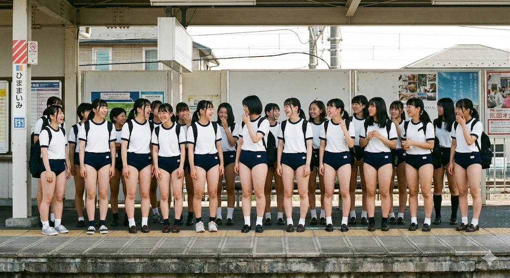 帰りの電車を待つ風景
