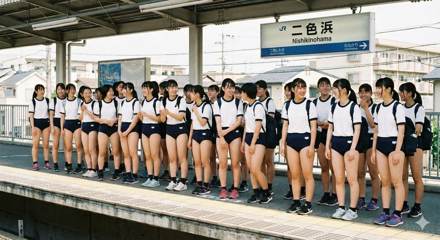 帰りの電車を待つ風景