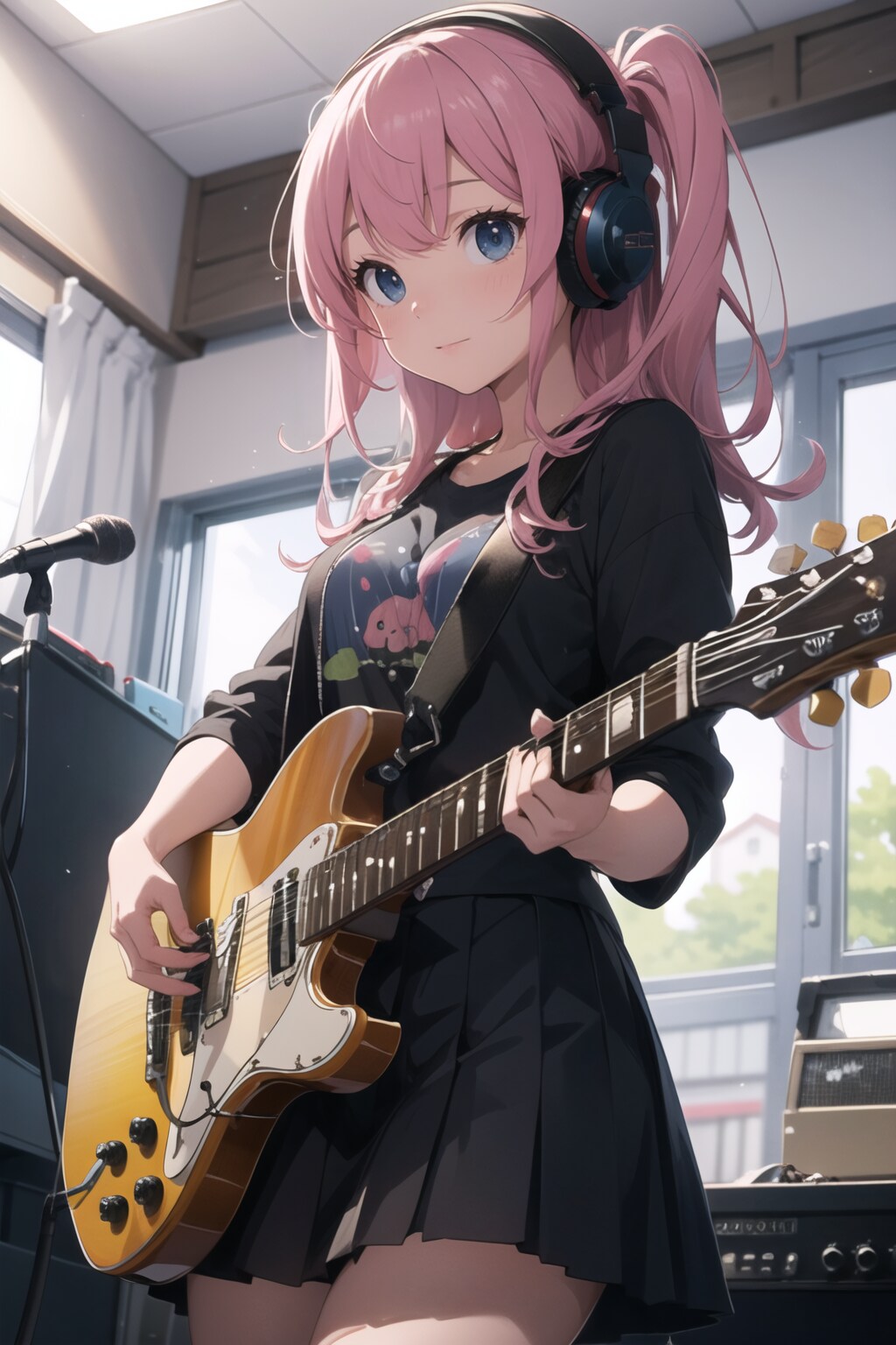 ピンク髪のギターリスト