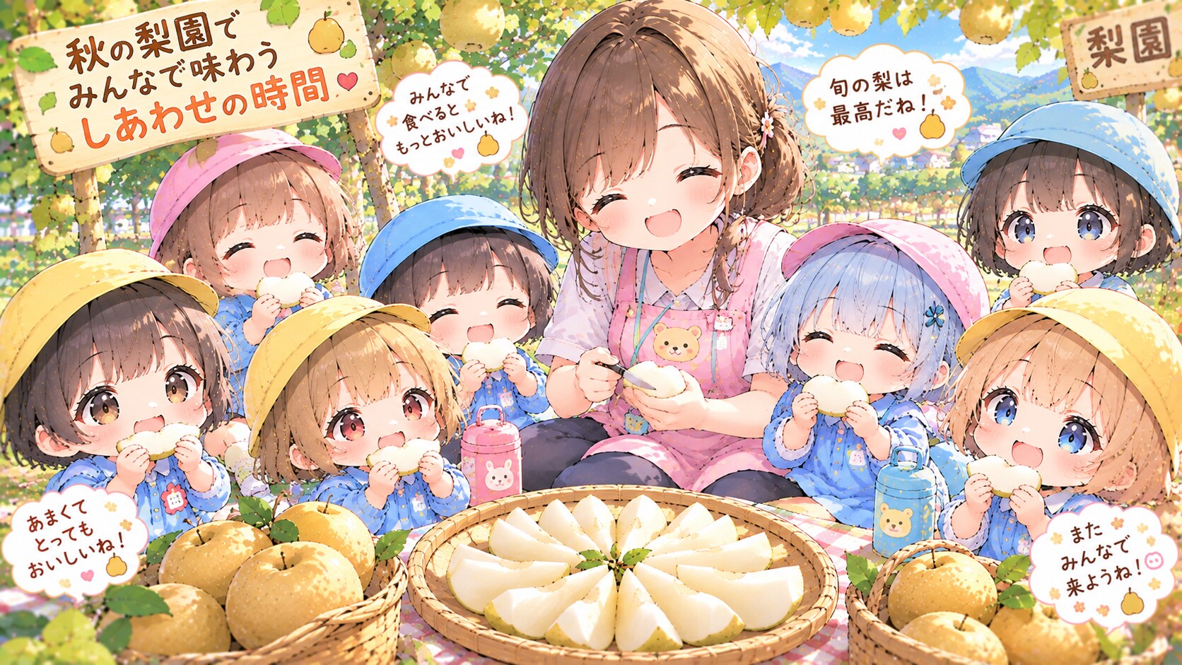 園児達と秋の遠足｜梨実食３(87/100） | の人気AIイラスト・グラビア