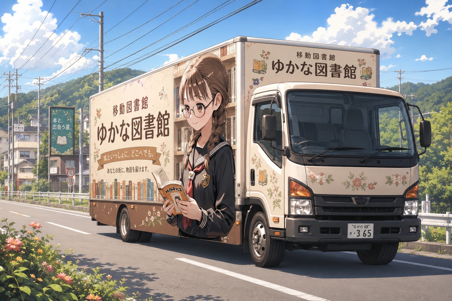 アドトラック風移動図書館「ゆかな図書館」