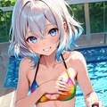 派手な水着に恥ずかしがるそらちゃん！ 2枚目
