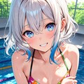 派手な水着に恥ずかしがるそらちゃん！ 5枚目