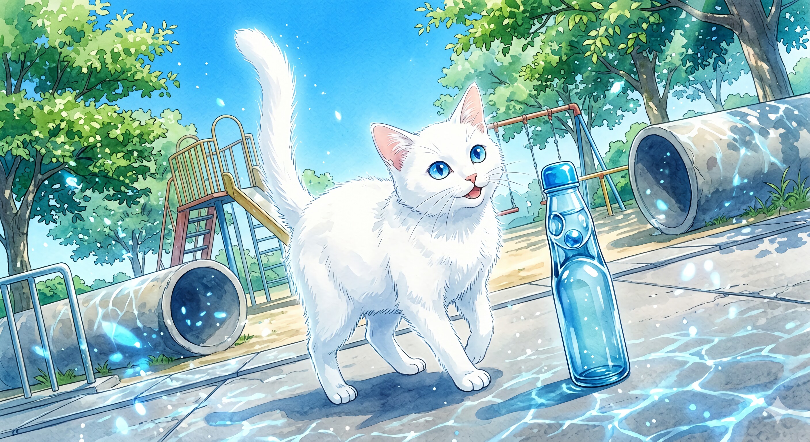 水彩の街角、猫たちの居場所🐈‍⬛ᩚ🐈ᩚ | の人気AIイラスト・グラビア