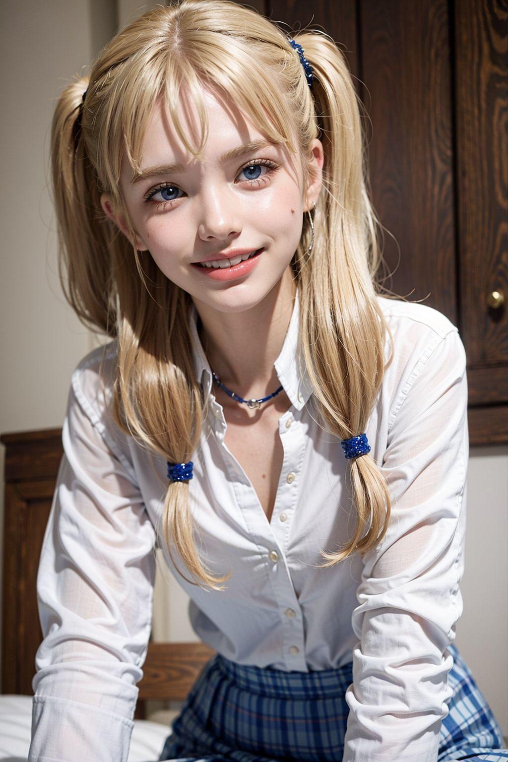 AIイラスト白ギャル貧乳ロリ顔　エロ画像　18歳女子校生海外コスプレイヤー　ベッドで待ってますよ!