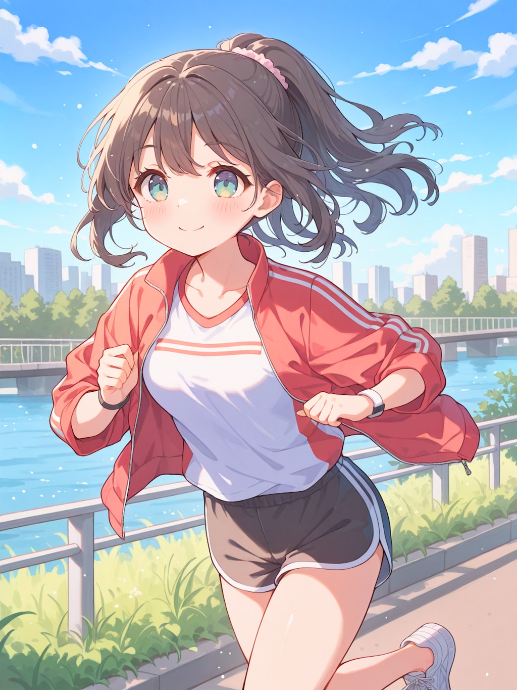 早朝の河川敷ジョギング