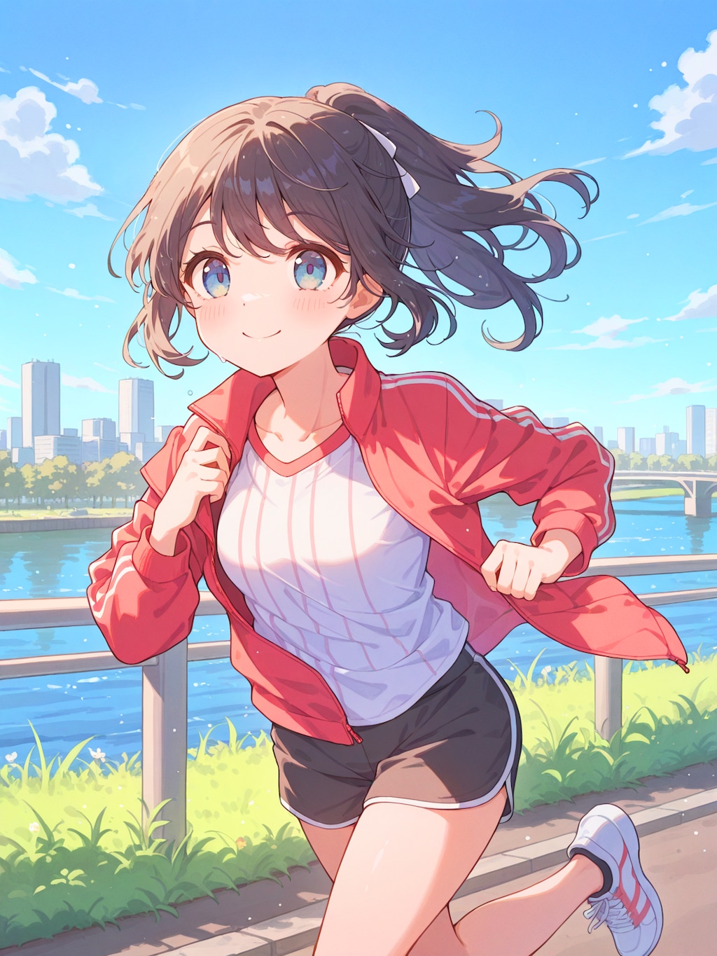 早朝の河川敷ジョギング