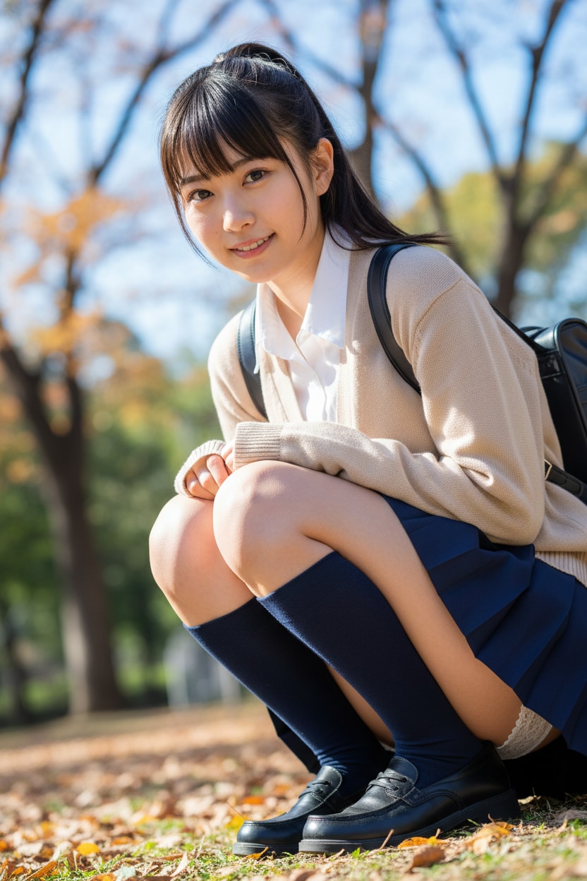 秋晴れの公園で