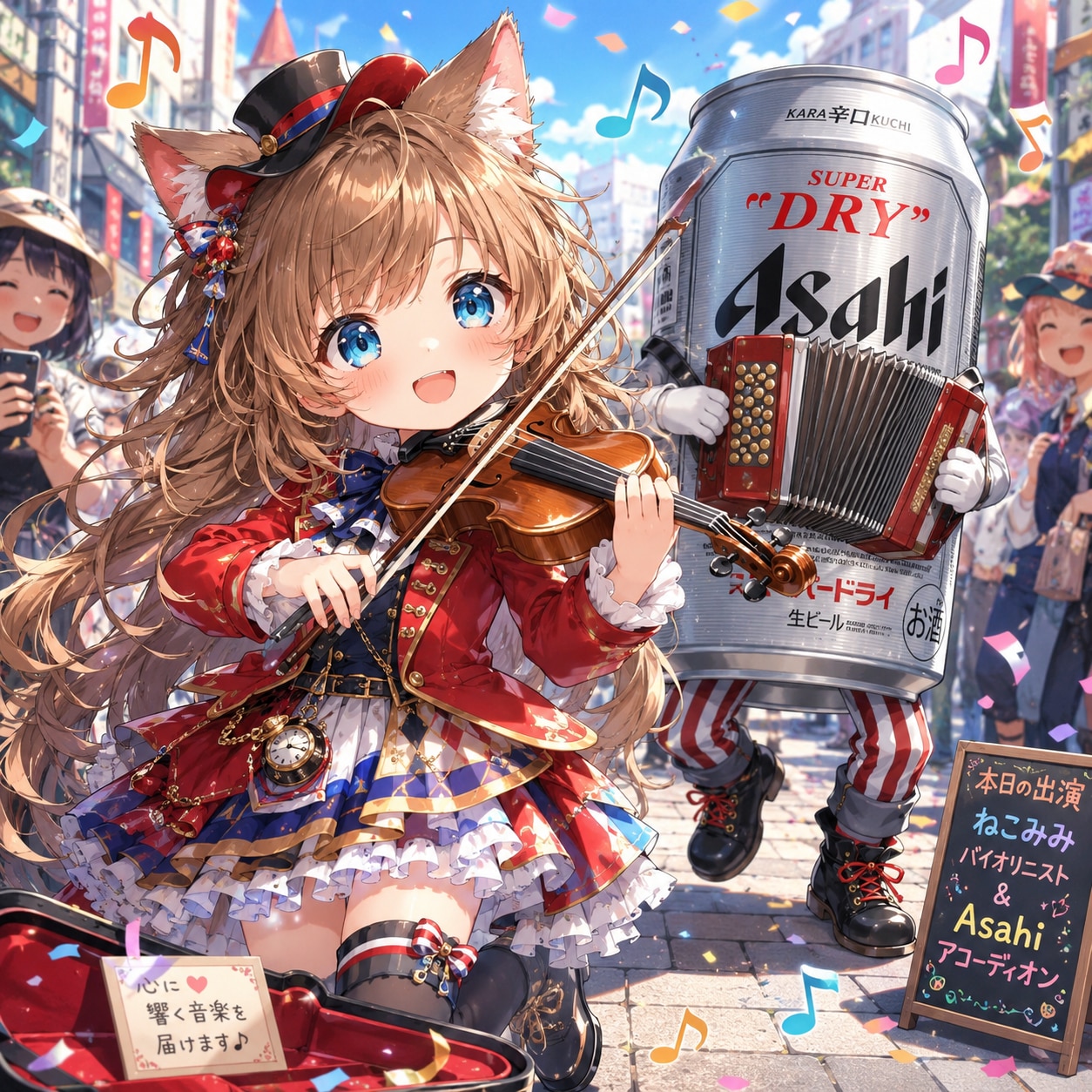 ストリートミュージシャンな小さな女の子