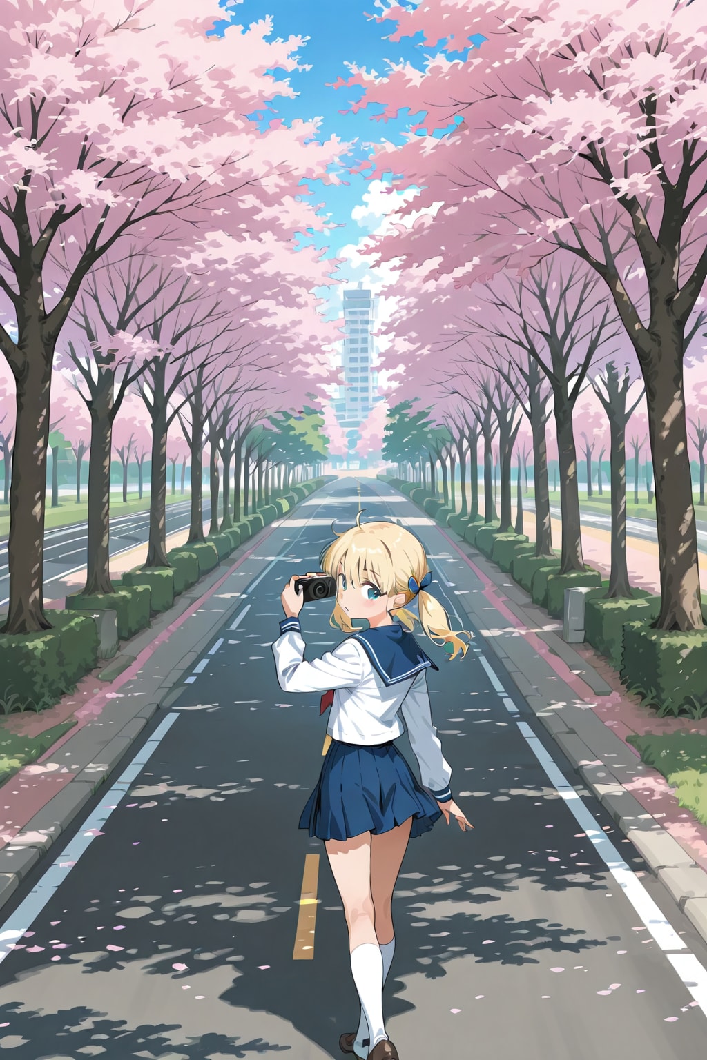 桜並木にて | の人気AIイラスト・グラビア