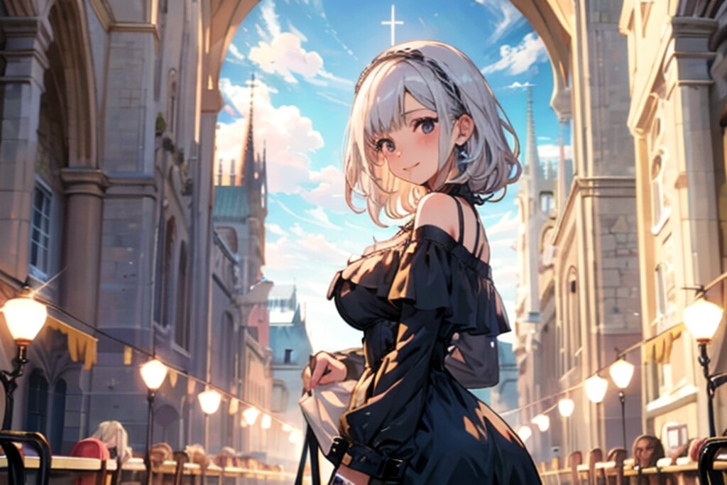 大聖堂の黒衣美女