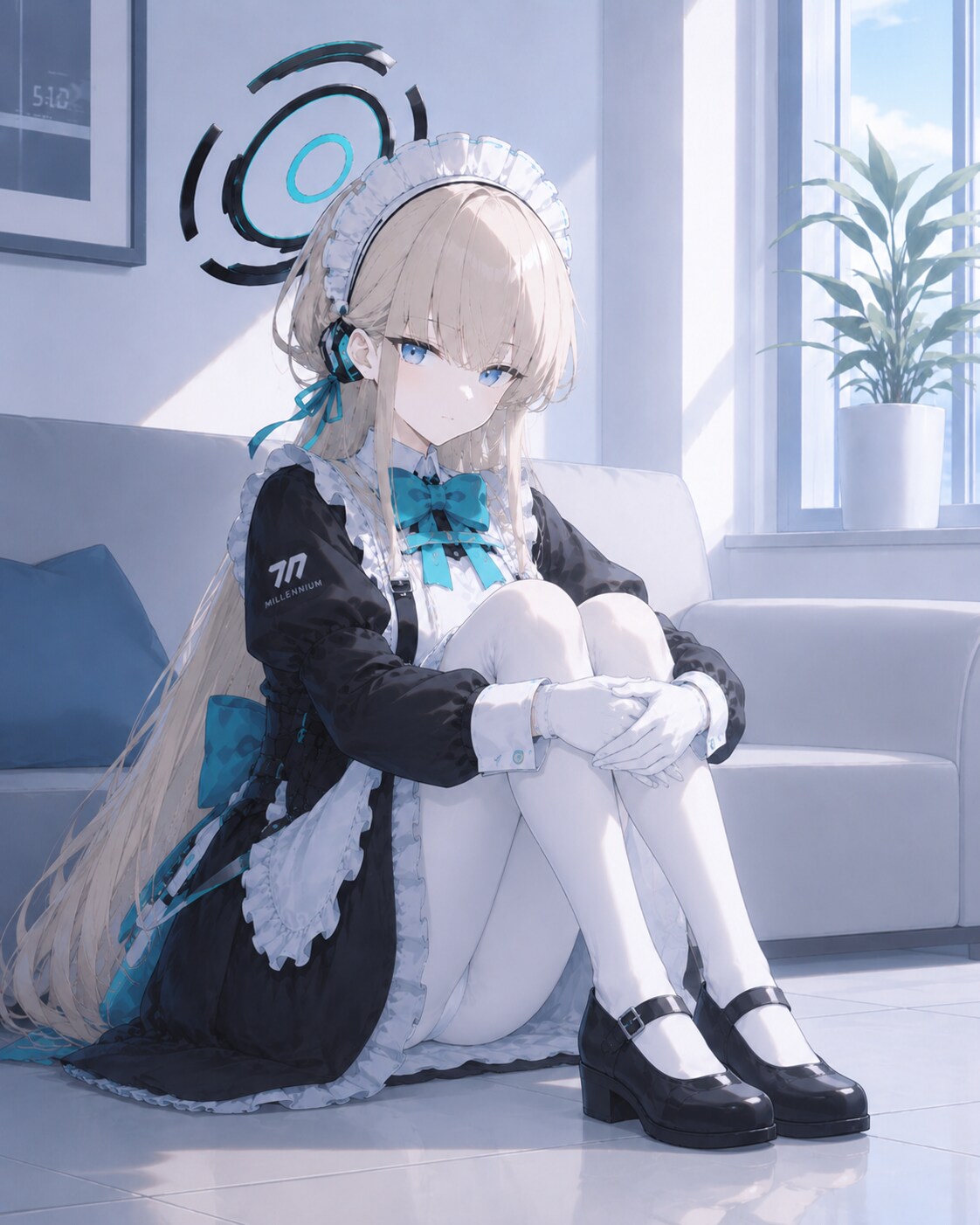 座る