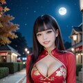 ハロウィンとチャイナドレスの美女 4枚目