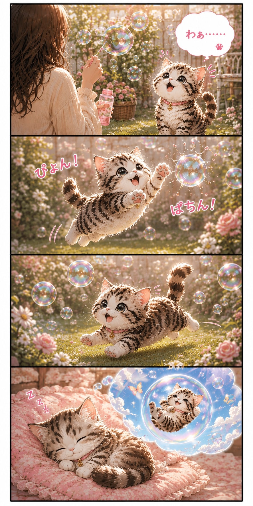 ねこさま、はじめてのシャボン玉🫧