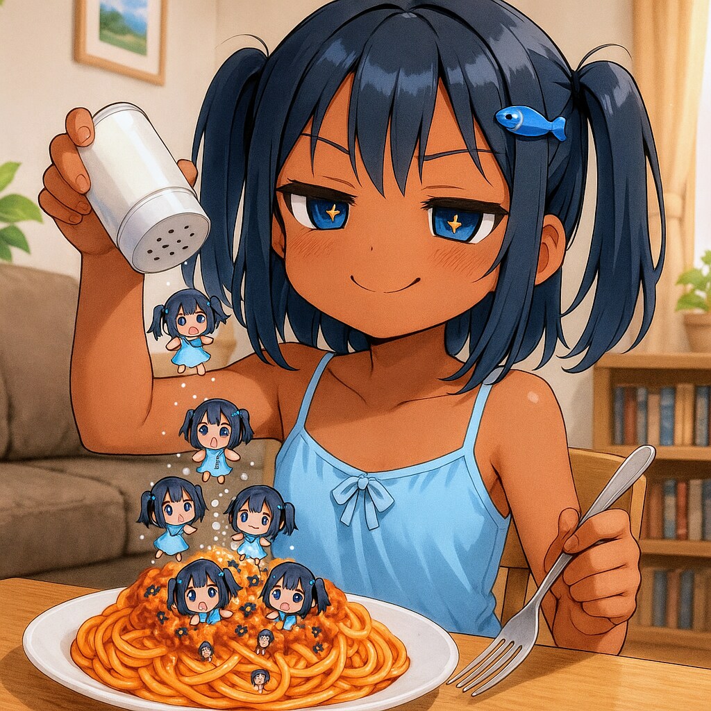 こなちーズをミートソーススパゲッティにかけるこなつちゃん