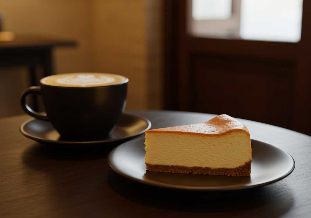 デザートの各種チーズケーキと珈琲のセット