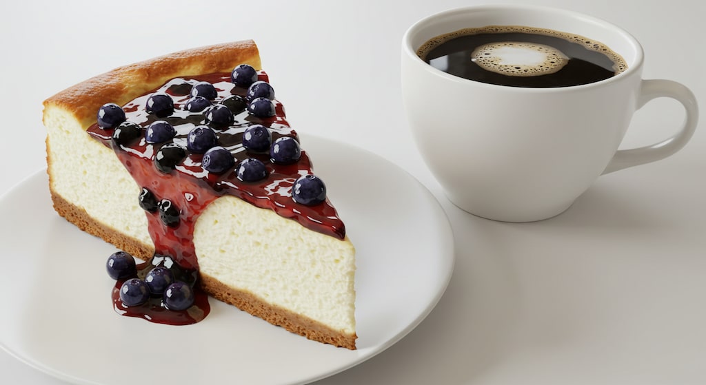 デザートの各種チーズケーキと珈琲のセット