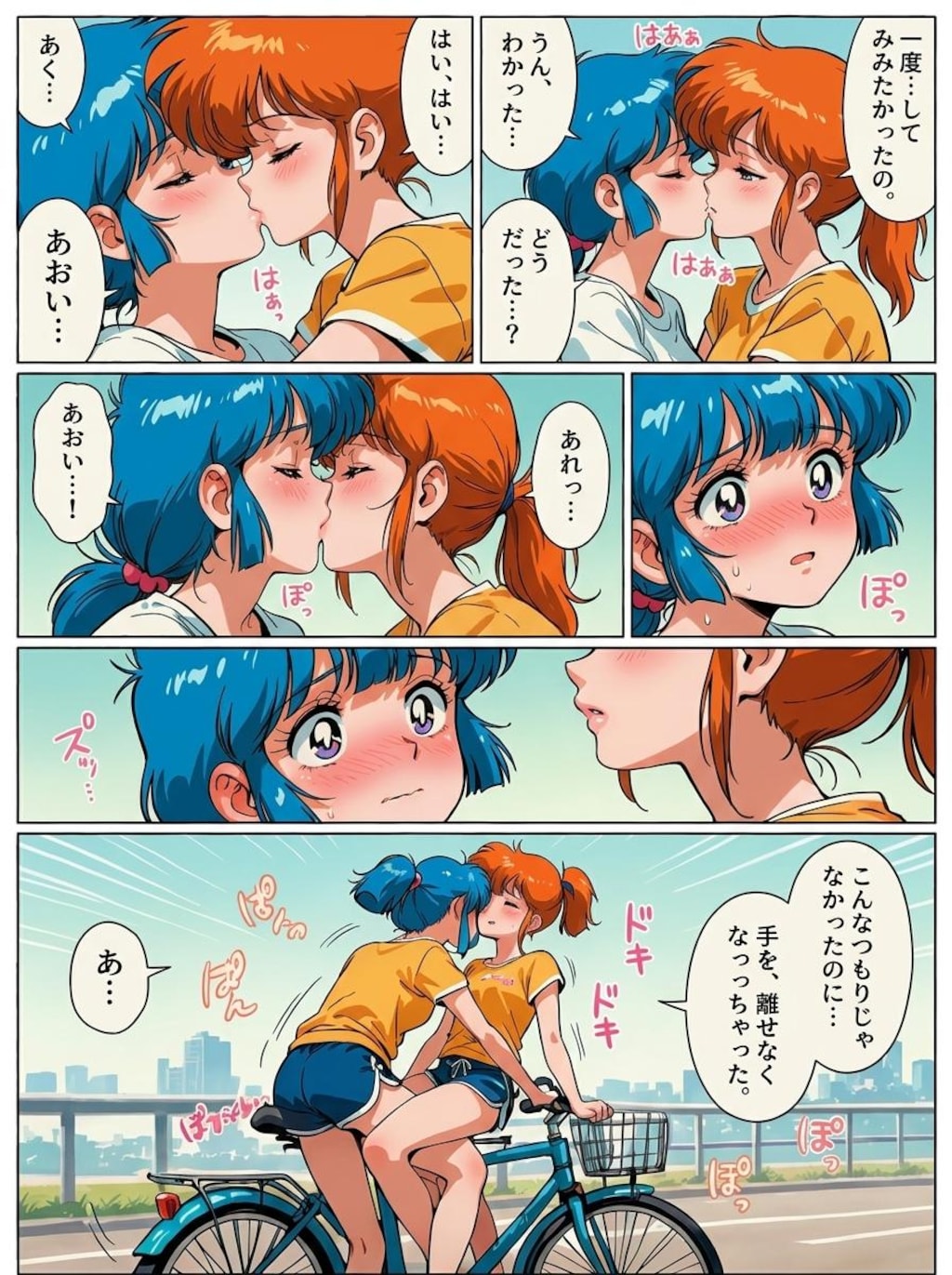 自転車で百合、吹き替え漫画