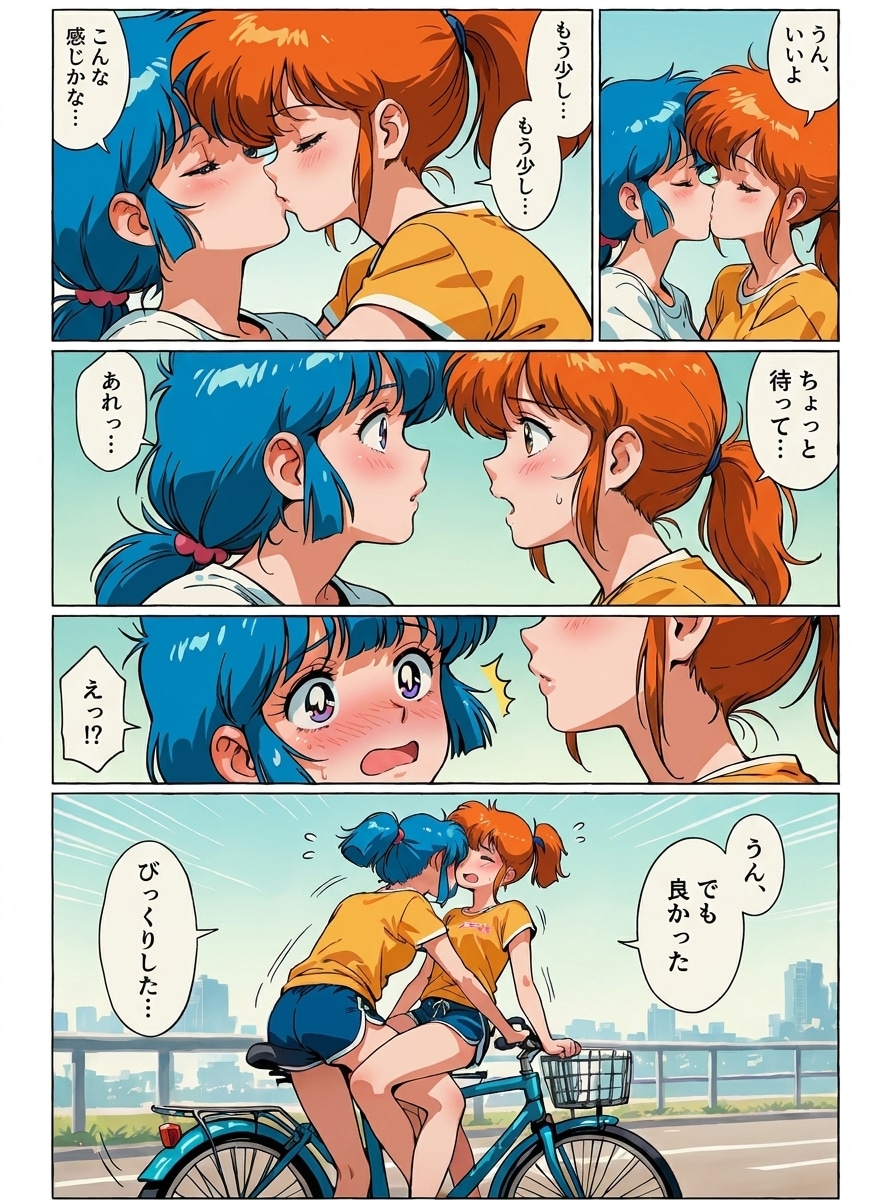 自転車で百合、吹き替え漫画
