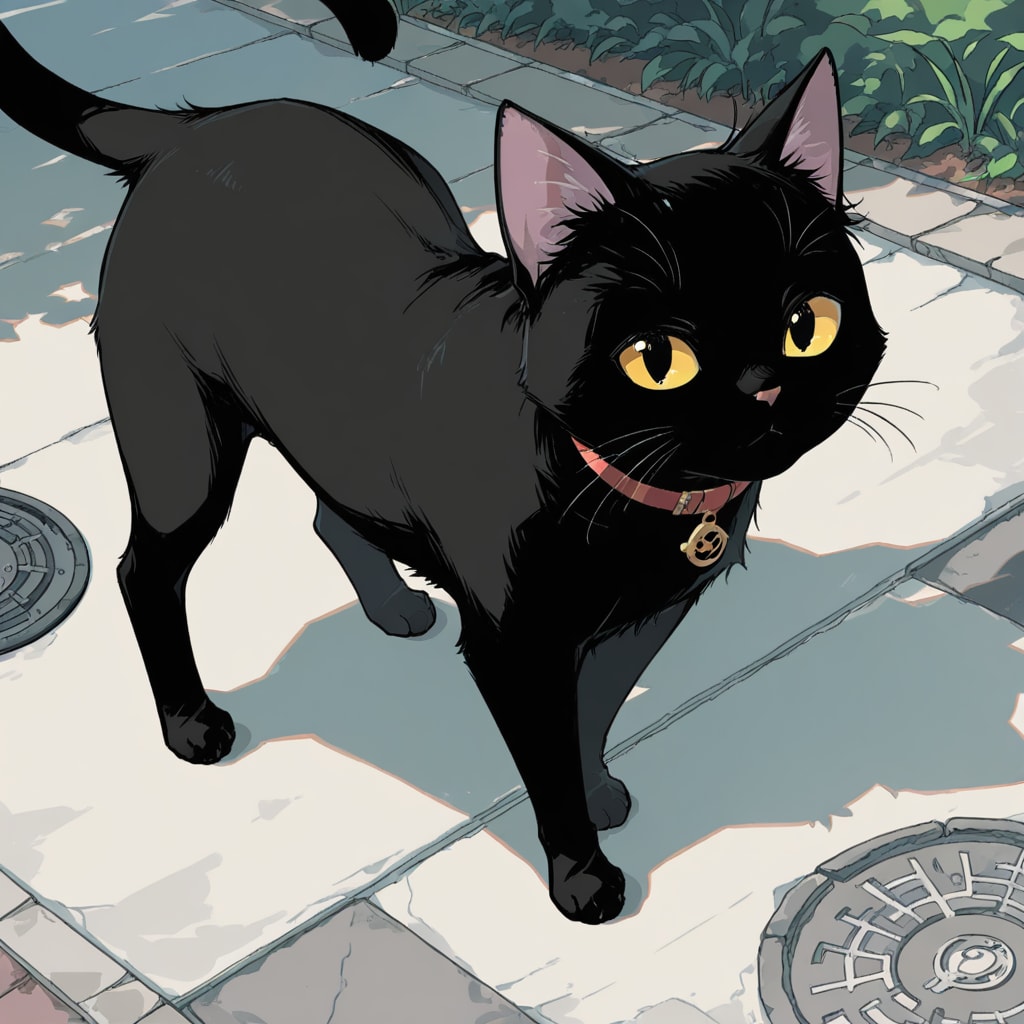 黒猫とマンホール