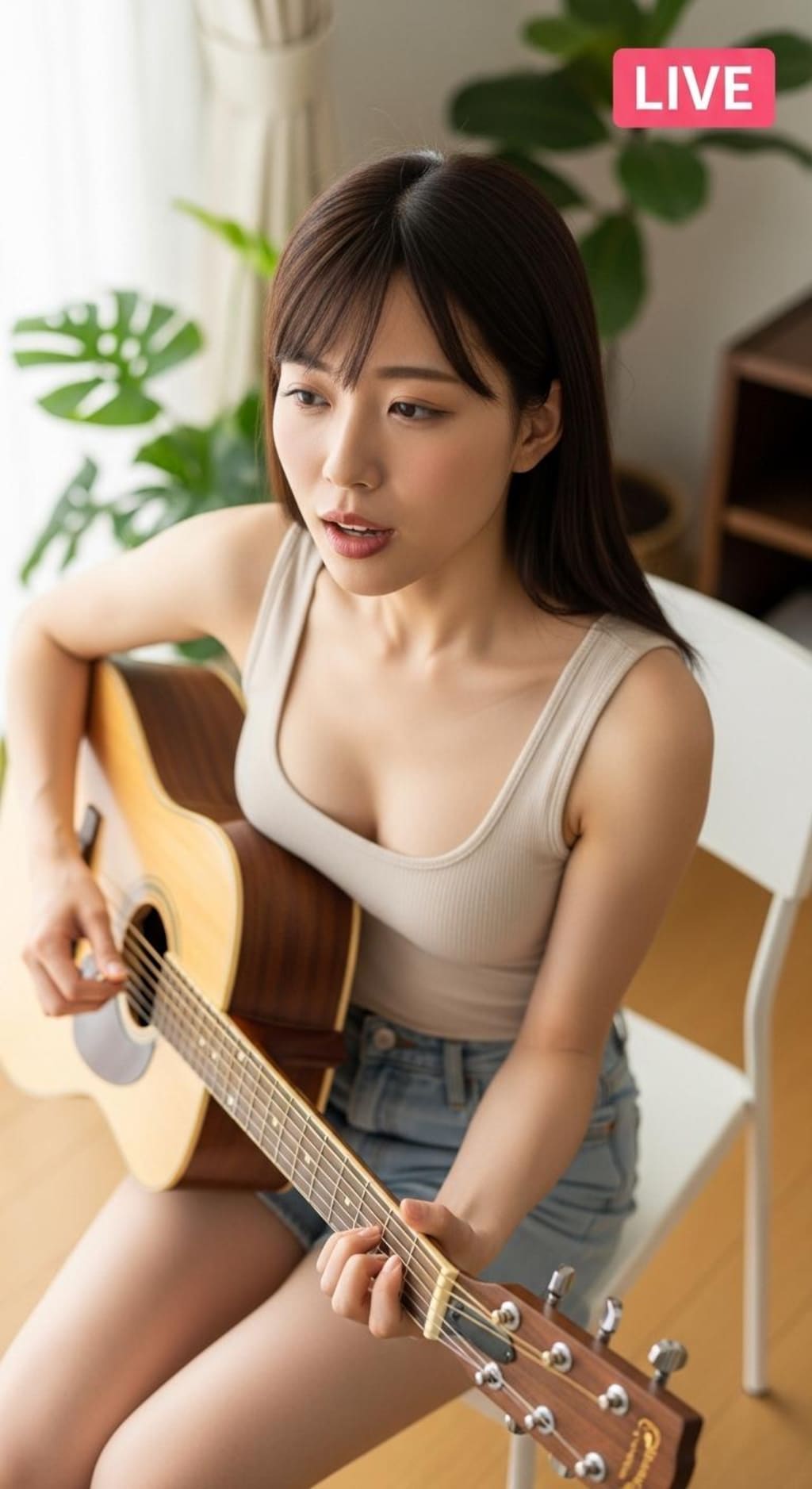 自分の魅力をよく理解している女性の弾き語りインスタライブ