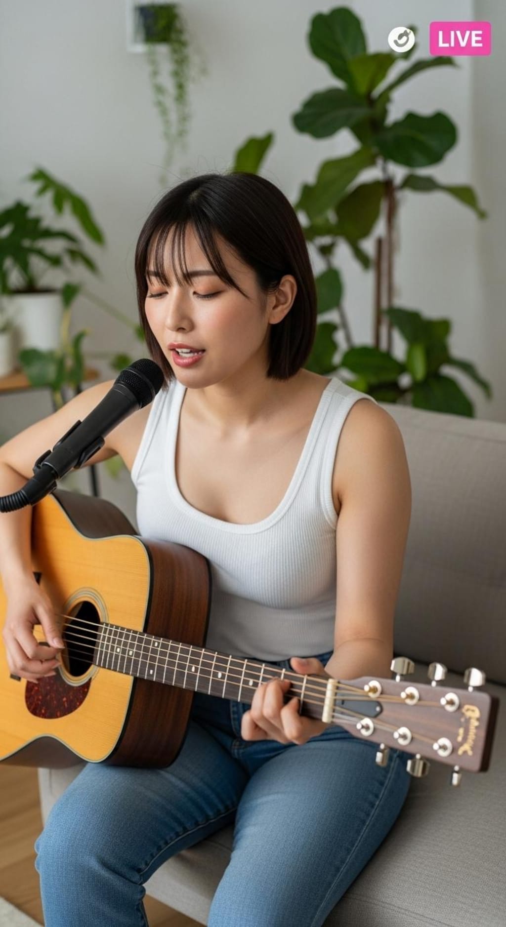 自分の魅力をよく理解している女性の弾き語りインスタライブ