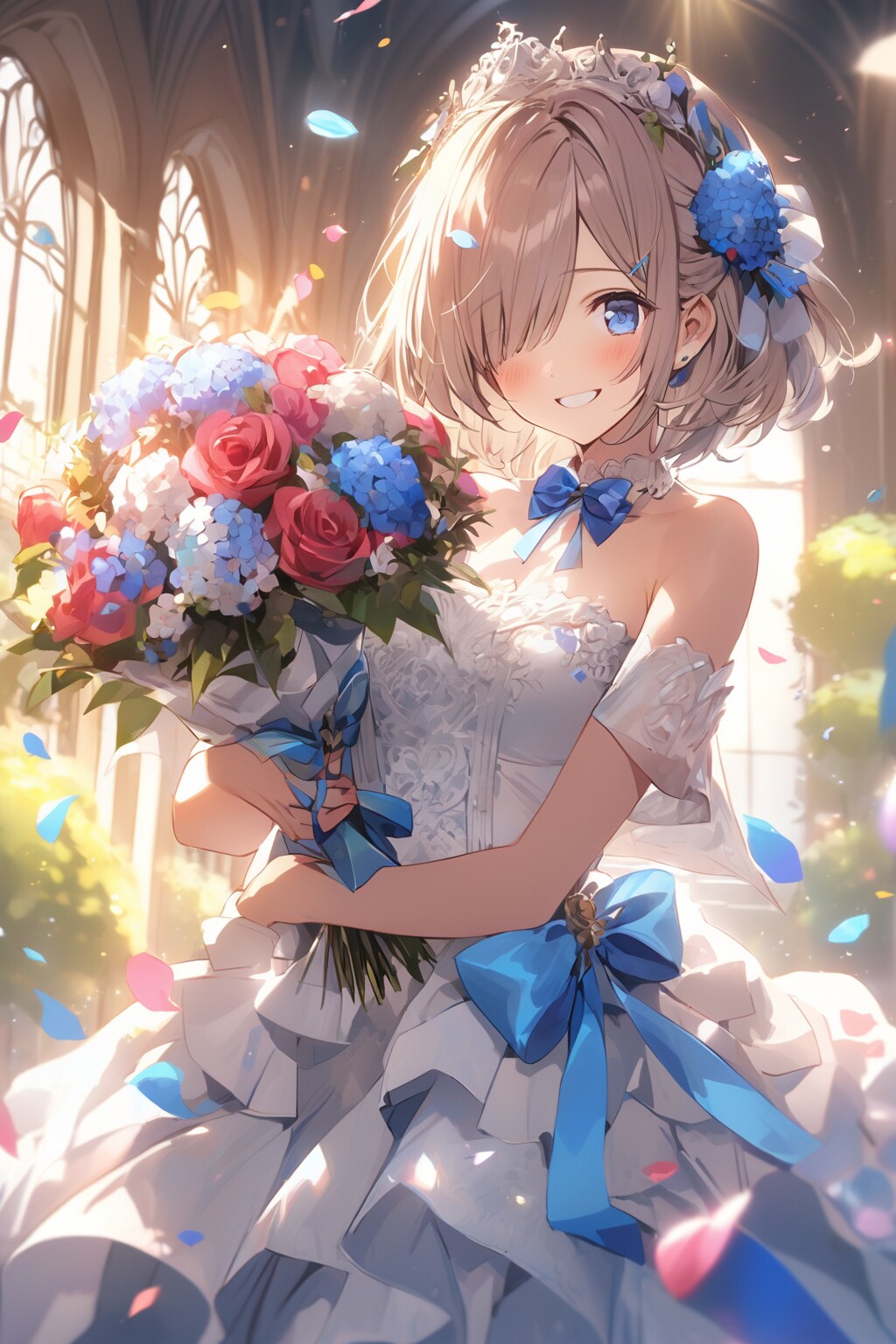 ジューンブライドは幸せそうに微笑む