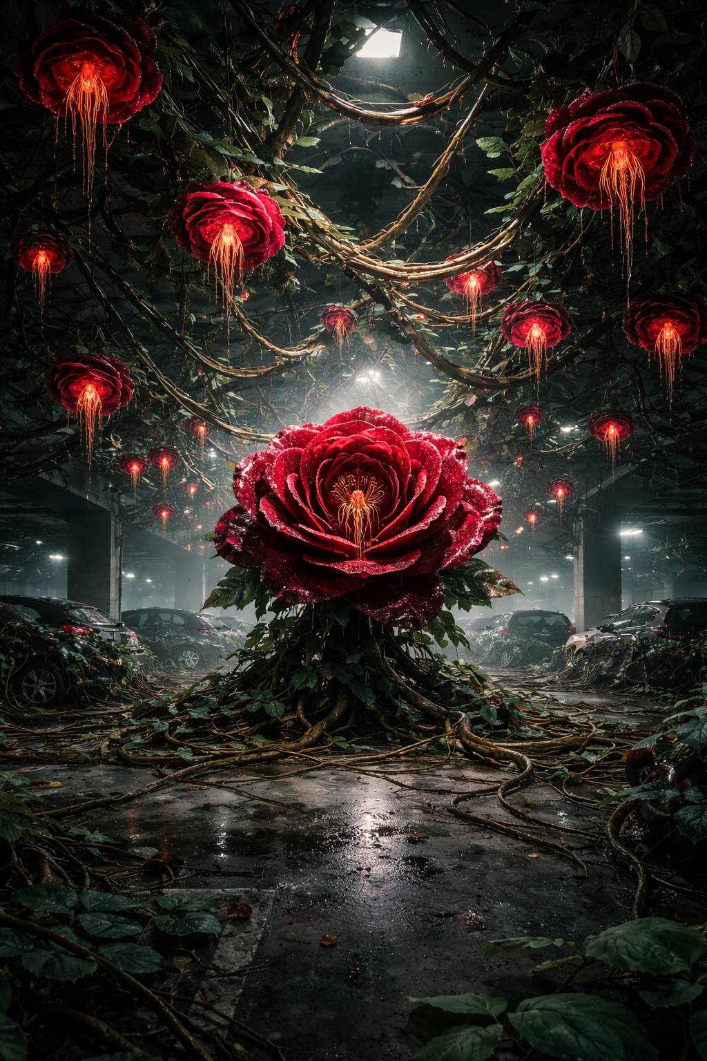 地下駐車場に咲く花 | の人気AIイラスト・グラビア