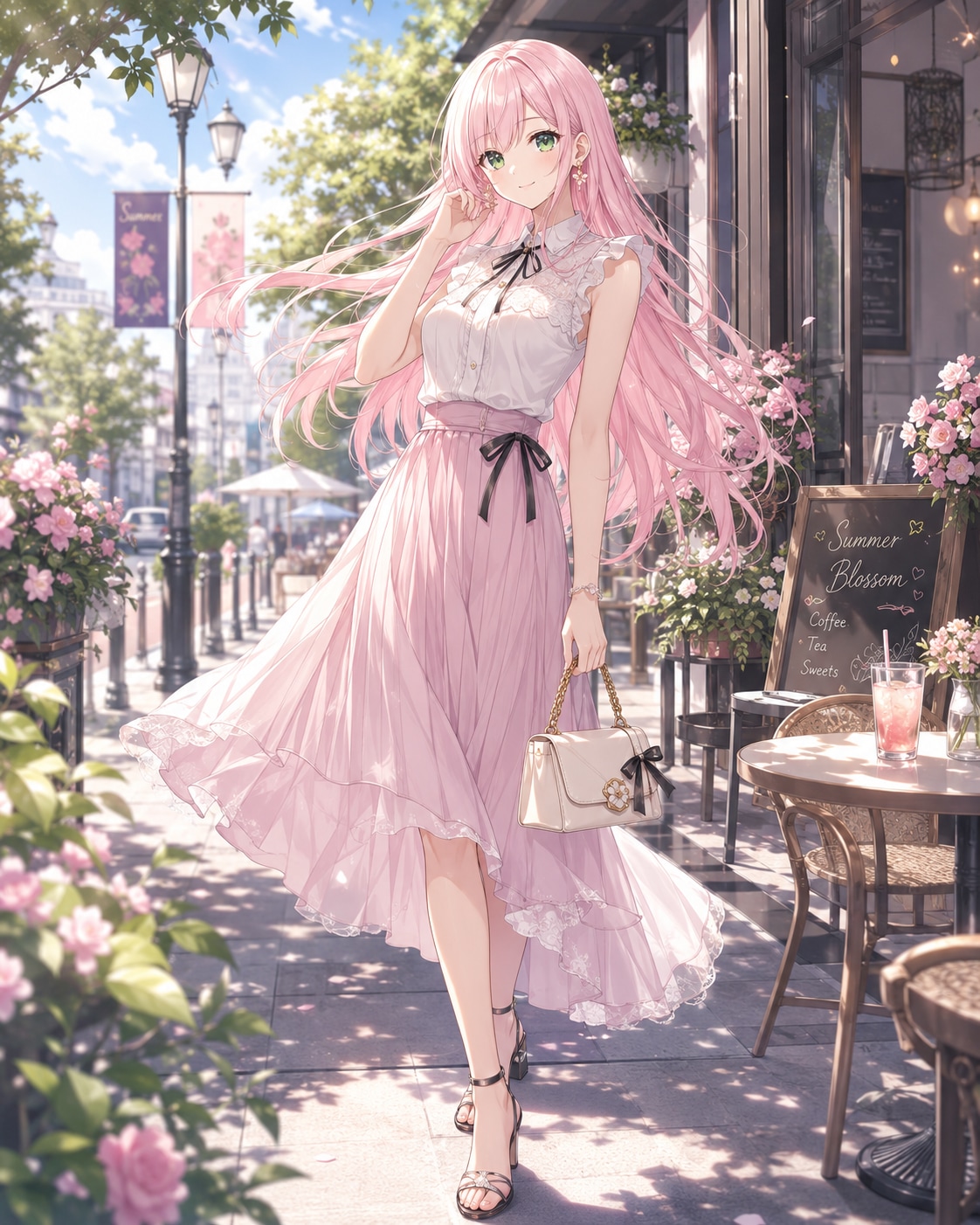 夏風にほどける、桜色の午後【夏コーデ　さくらver.】