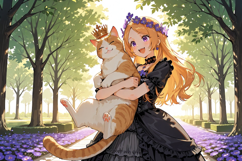 花王女と猫王子のお散歩風景