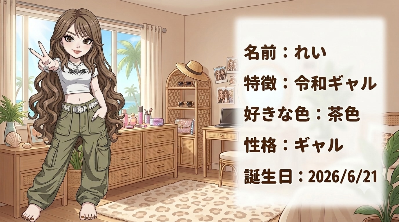 れい、レッド姐さん、リーフちゃん、かえるちゃん、ピンクちゃん、水ちゃん紹介（６枚）