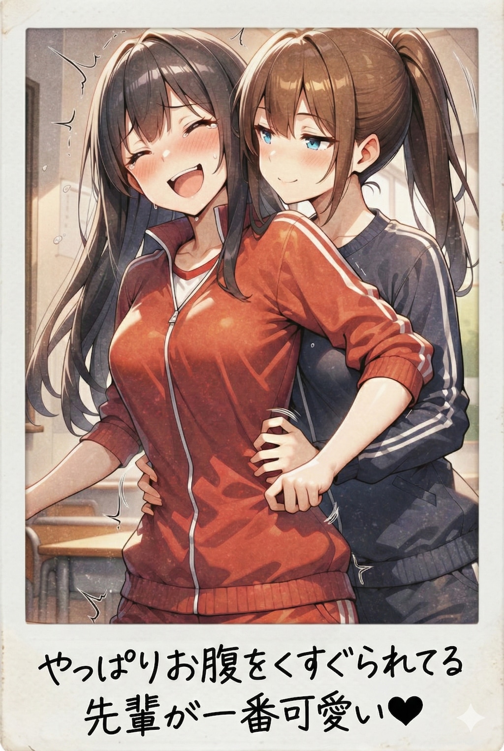 「先輩、チェキ出来ましたよ！ここにこうやってこう書いて…完成！」「な、何書いてるの？！それ絶対に誰にも見せたらダメだからね！」