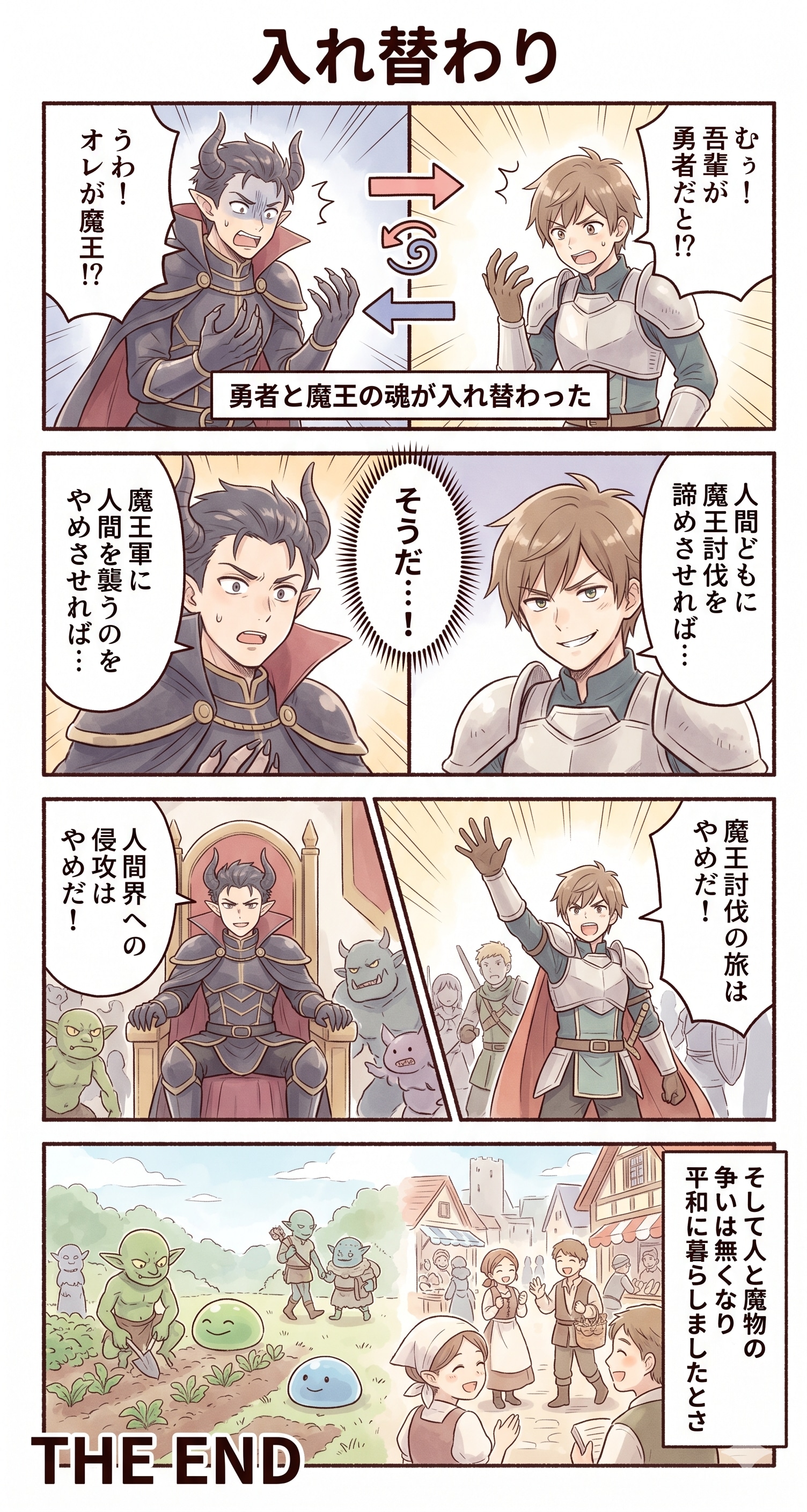 #68 ゆる日常4コマ・RPG編「入れ替わり」