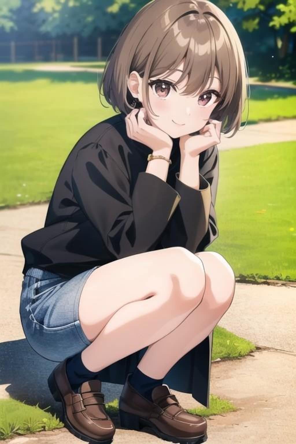 公園短髪娘
