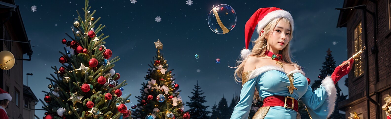 サンタが街を魔法でクリスマスに