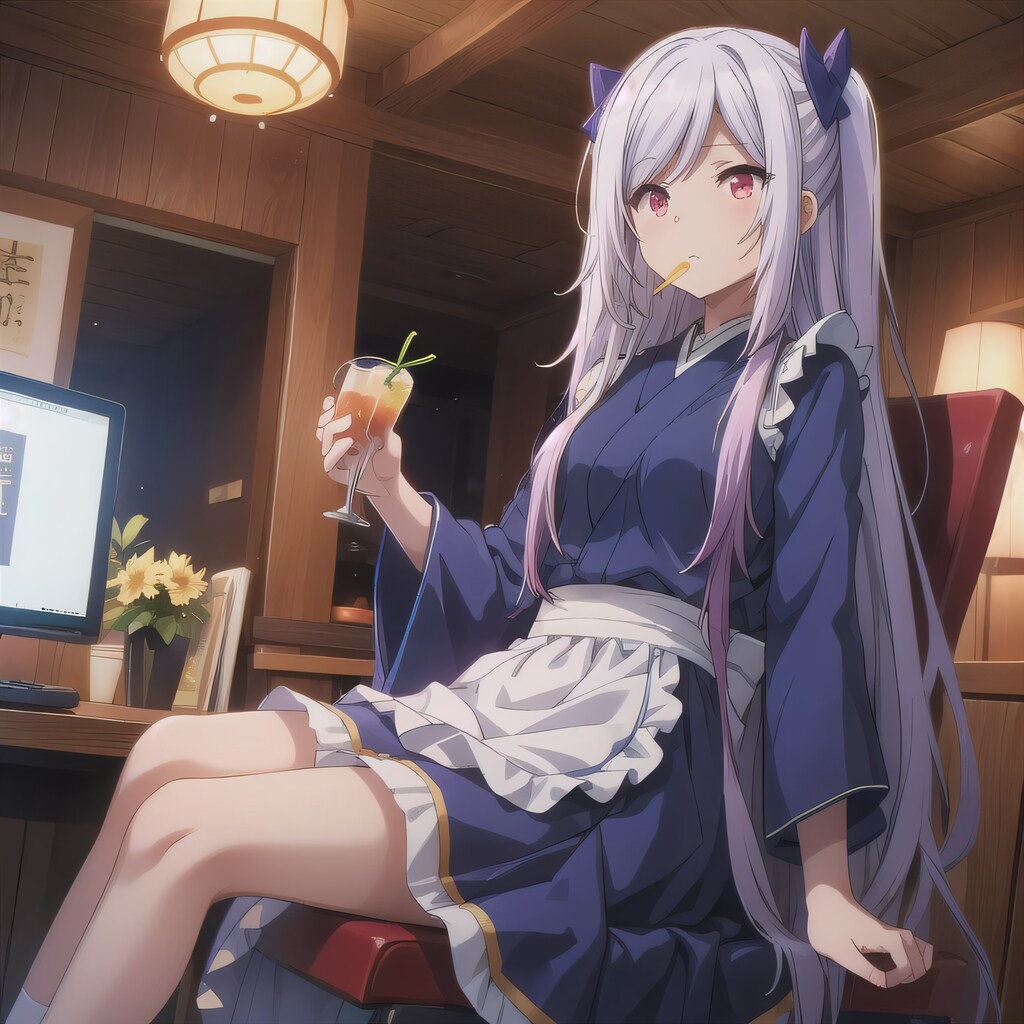 銀髪ロングで漫画喫茶の少女２