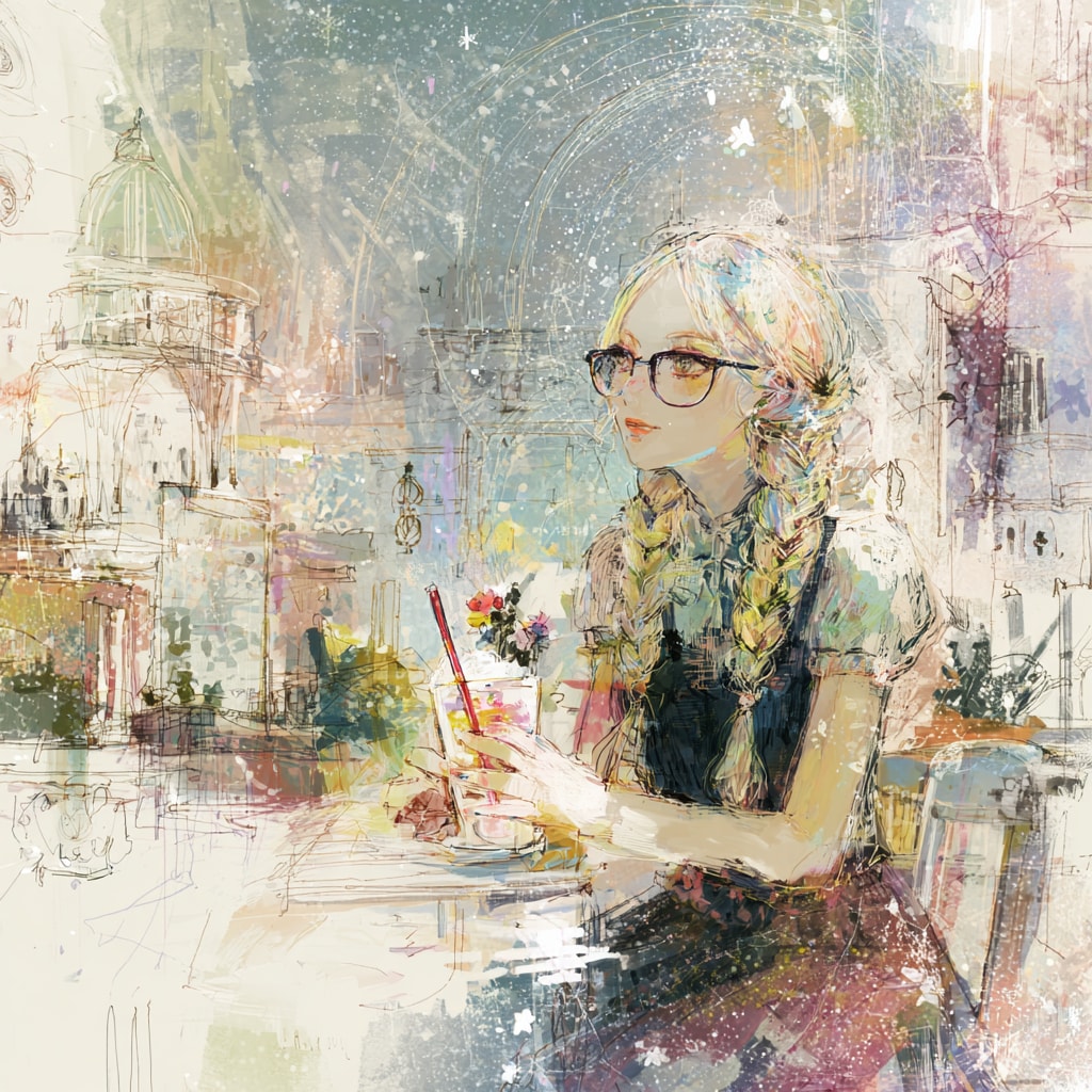 In a cafeteria 習作