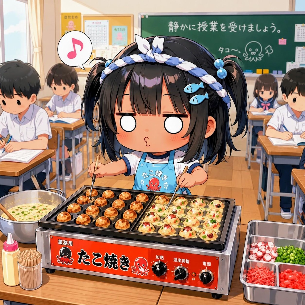 たこ焼きを作るこなつちゃん