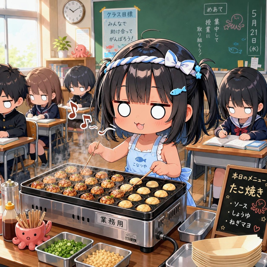 たこ焼きを作るこなつちゃん