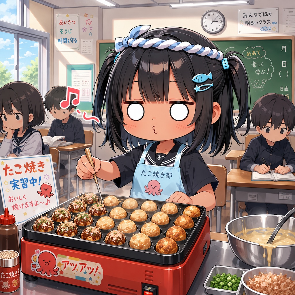 たこ焼きを作るこなつちゃん
