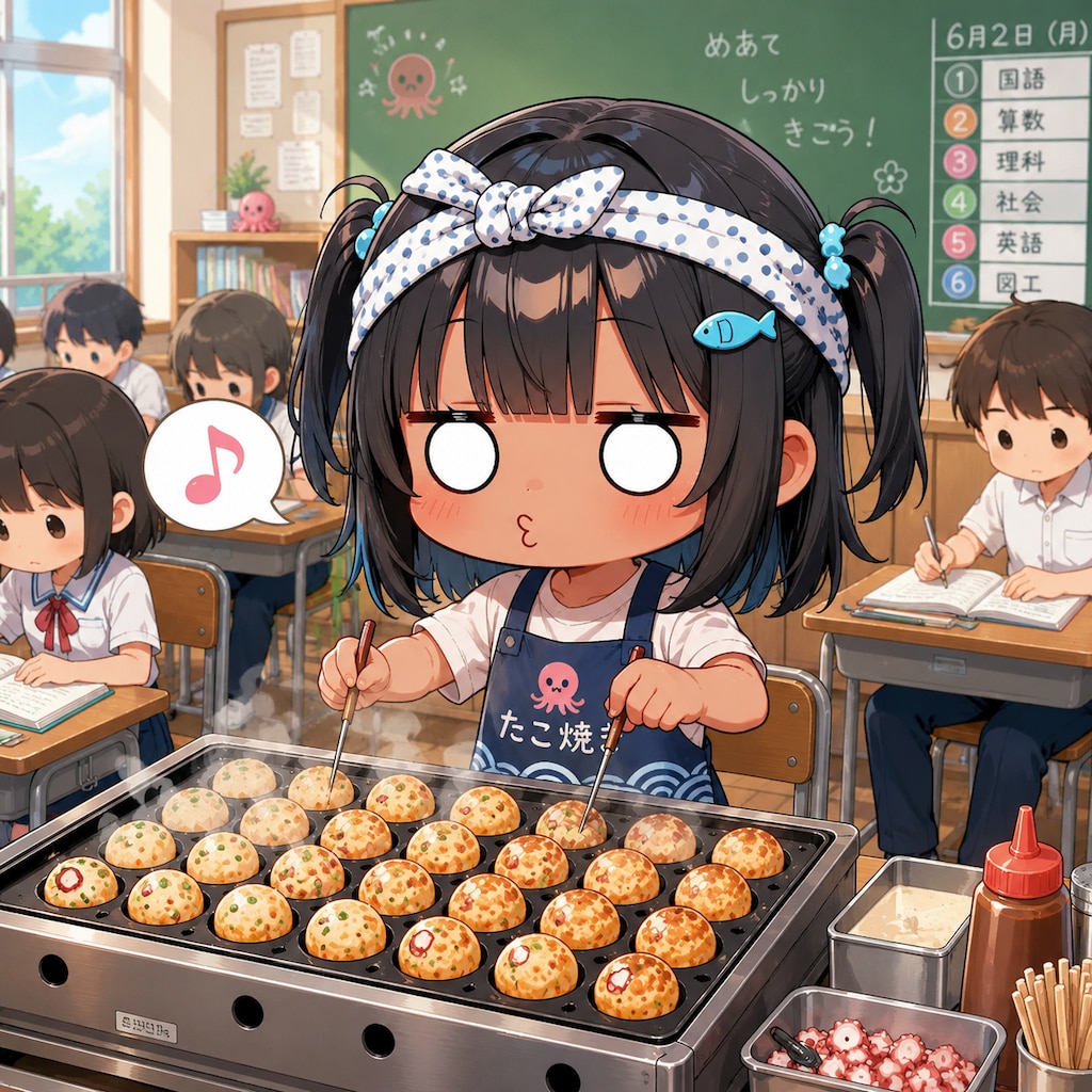たこ焼きを作るこなつちゃん